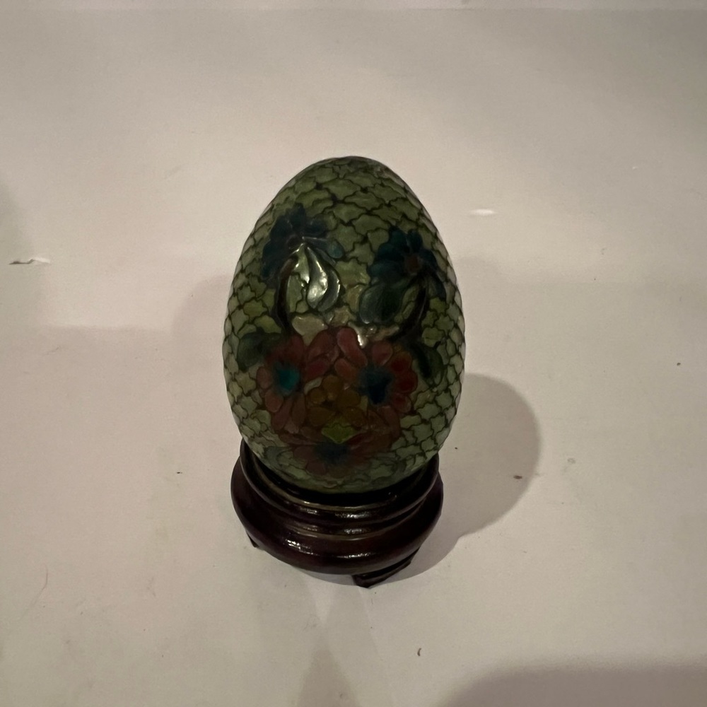 Vintage Chinese Cloisonné Glass Egg Decoration Display